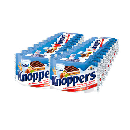 德国Knoppers牛奶巧克力榛子威化饼干10连包250g